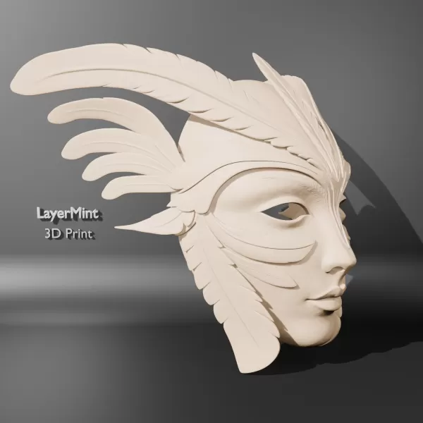 Elegant Fantasy Feather Mask - Model preview 2