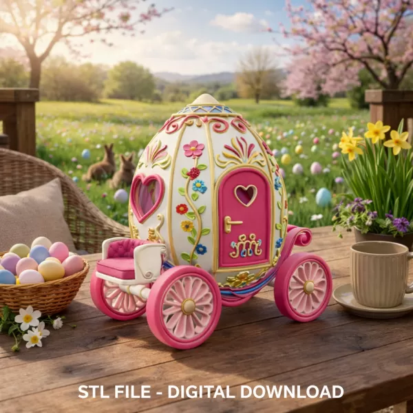 Royal Fantasy Egg Carriage – STL File 3D Printable - Model preview 2