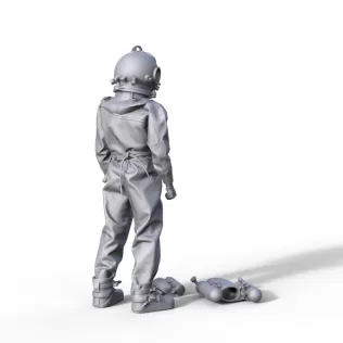 Figure of a historical diver for a ship model