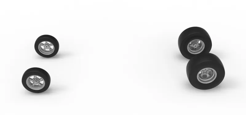 Wheel Set of Vintage Front engine dragster Version 7 Scale 1:25 - Model preview 5