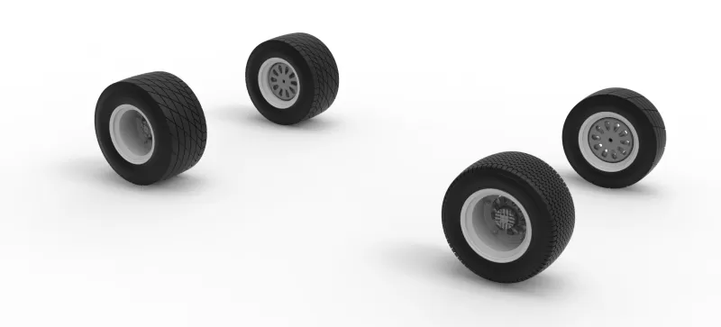 Wheel Set of Vintage Dirt Modified stock car Scale 1:25 - Model preview 10