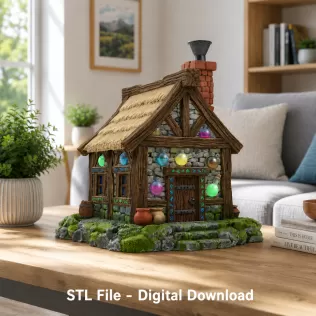 Fantasy Alchemist Cottage STL File for 3D Print - Model thumbnail 2