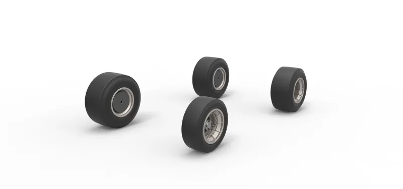 Wheel set of Vintage Asphalt Supermodified V2 Scale 1:25 - Model preview 2