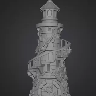 Fantasy Spiral Tower House STL File 3D Printable Fairy Tower - Model thumbnail 7