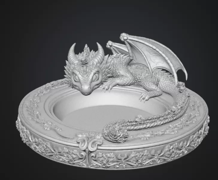 Amethyst Floral Dragon Bowl STL file for 3D Print - Model preview 13