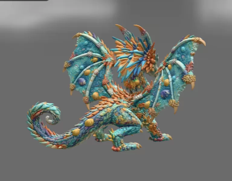 Ocean Bloom Dragon STL File for 3D Print - Model preview 9