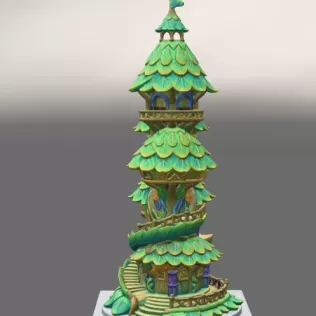 Advertising Enchanted Spiral Tree Tower STL File 3D Printable Fa - Model thumbnail 3