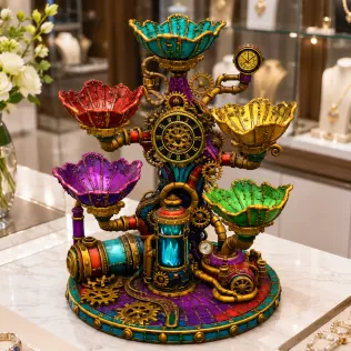 Steampunk Lotus Jewelry Organizer STL File for 3D Print