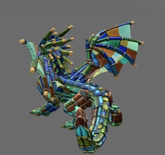 Stained Glass Dragon STL File for 3D Print - Model preview 7