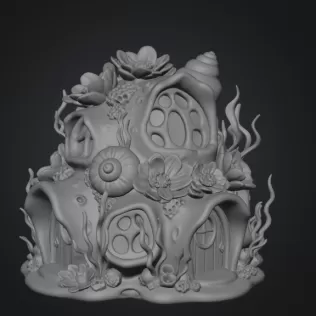 Fantasy Underwater Cottage STL File for 3D Printing - Model thumbnail 6