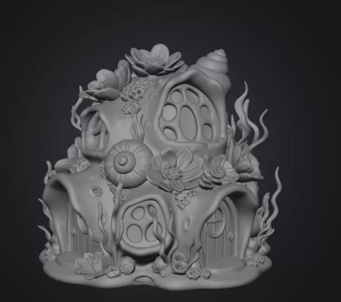 Fantasy Underwater Cottage STL File for 3D Printing - Model preview 6