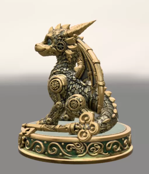 Mechanical Fantasy Dragon STL File for 3D Printing - Model preview 4