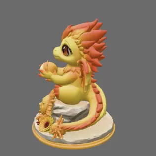 Sun Dragon STL File 3D Printable Fantasy Dragon Figurine - Model thumbnail 4