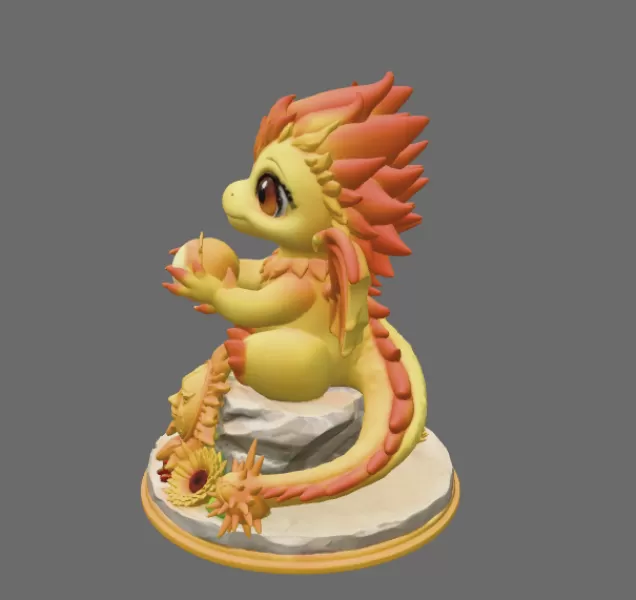 Sun Dragon STL File 3D Printable Fantasy Dragon Figurine - Model preview 4