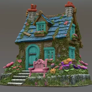 Cozy Fantasy House STL for 3D Printing - Model thumbnail 3