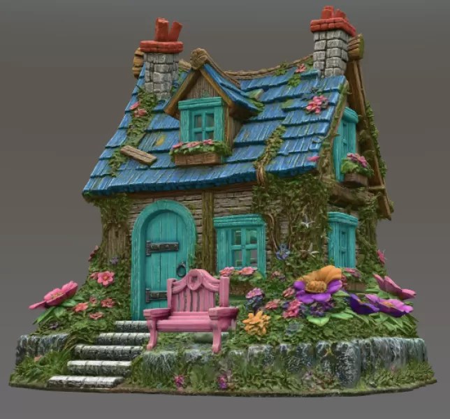 Cozy Fantasy House STL for 3D Printing - Model preview 3