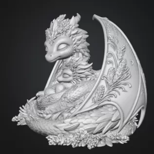 Lavender Dragon Mother and Baby STL File for 3D Print - Model thumbnail 11