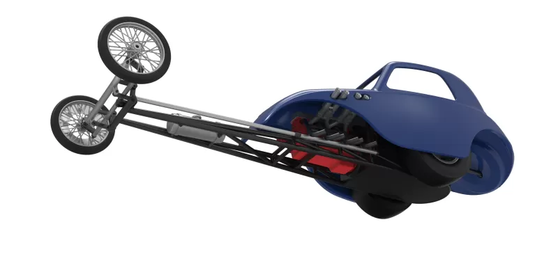 Front engine old school dragster with shell V13 Scale 1:25 - Model preview 3