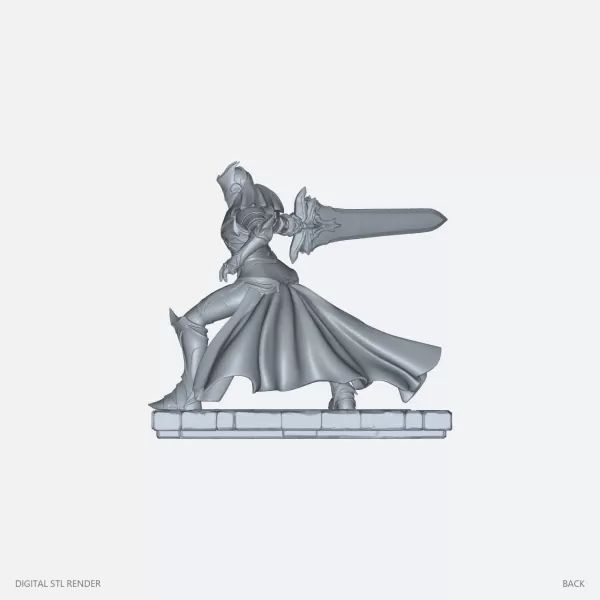 Wide-Stance Sword Warrior Statue - STL - Model preview 4