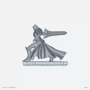 Wide-Stance Sword Warrior Statue - STL