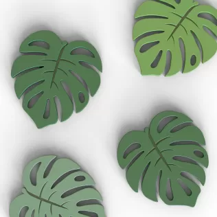 Monstera Leaf Coaster, 3D Tropical Home Decor, Eco-Friendly - Model thumbnail 3