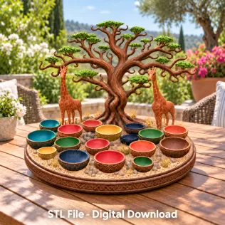 African Savanna Giraffe Bowl Organizer STL File for 3D Print - Model thumbnail 3
