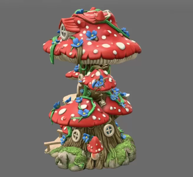 Enchanted Mushroom Village Tower STL File 3D Printable - Model preview 4