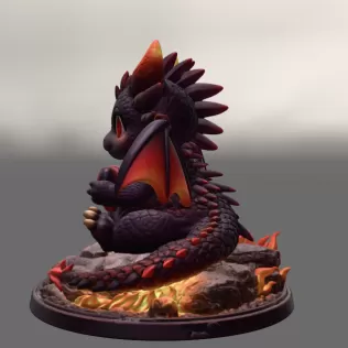 Cute Devil Dragon with Heart STL File 3D Print - Model thumbnail 4