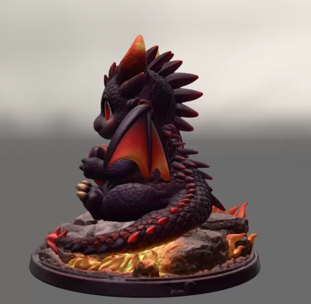 Cute Devil Dragon with Heart STL File 3D Print - Model preview 4