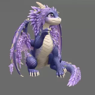 Wisteria Blossom Dragon STL File for 3D Print - Model thumbnail 12