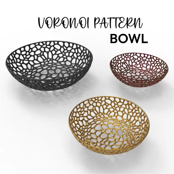 Voronoi Decorative Bowl, Fruit Bowl, Orchid Bowl Pot Planter - Model preview 3