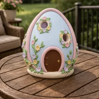 Floral Fantasy Egg House - STL File 3D Printable - Model thumbnail 2