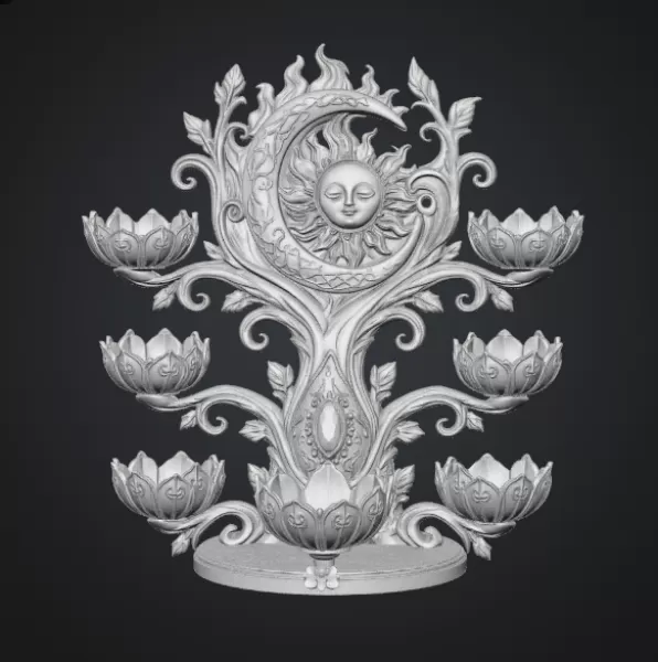 Celestial Sun and Moon Organizer STL File for 3D Print - Model preview 13
