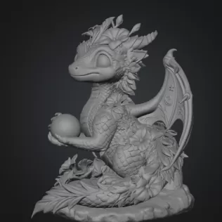 Cute Moonlight Dragon with Crystal Orb STL File for 3D Print - Model thumbnail 10