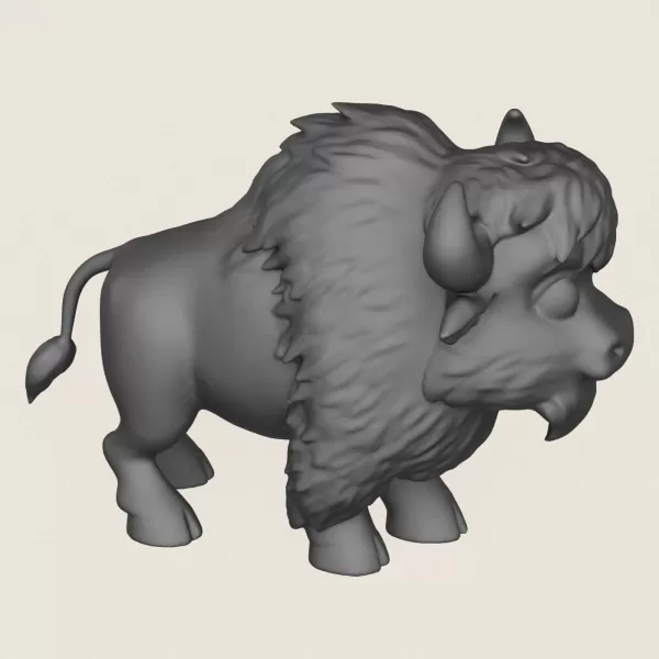 Cartoon Bison Print Ready 3D Model - Model preview 4