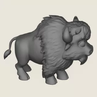 Cartoon Bison Print Ready 3D Model - Model thumbnail 4