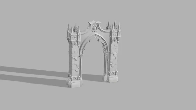 Gothic Arch Gate - Medieval Halloween Decor - Model preview 1