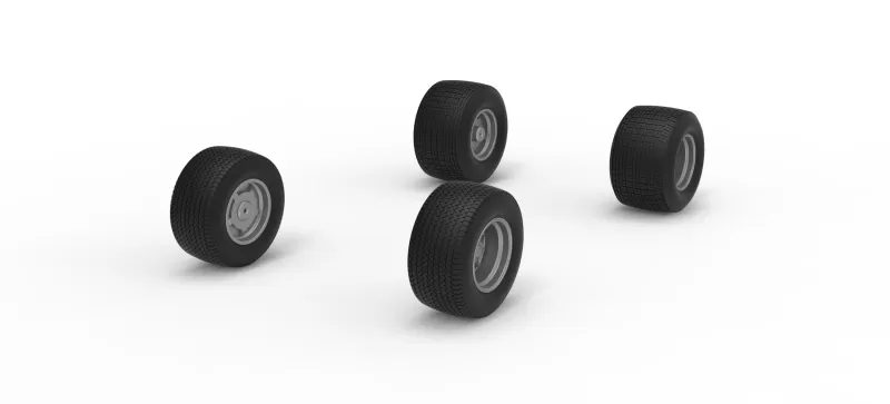 Wheel Set of Vintage Dirt late model Race car Scale 1:25 - Model preview 2