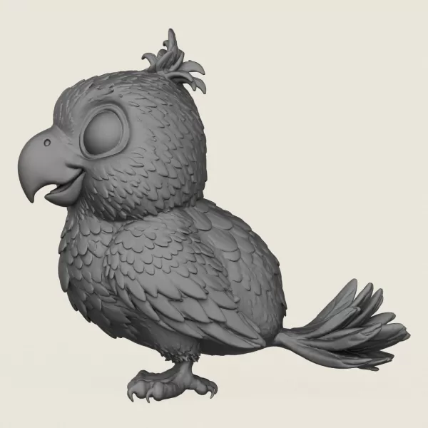 Baby Parrot Print Ready 3D Model - Model preview 3