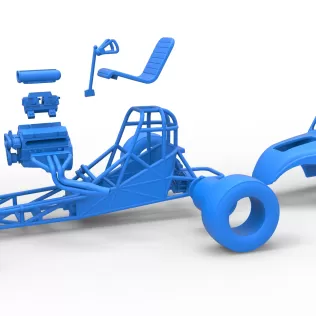 Front engine old school dragster with shell V11 Scale 1:25 - Model thumbnail 18