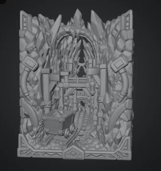 Fantasy Mining Tunnel Book Nook STL File for 3D Print - Model preview 13