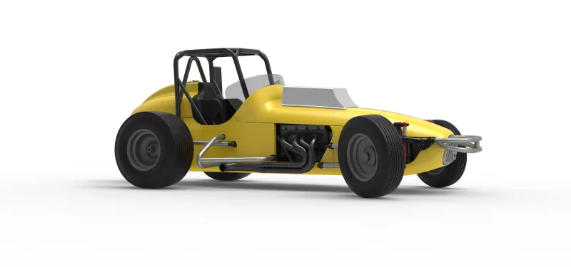 Dirt Silver Crown Champ car while turning Version 2 Scale 1:25 - Model preview 25