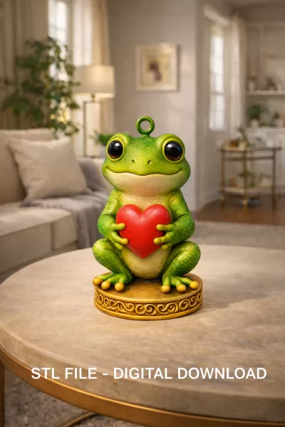 Frog with Heart – STL File | Digital Download - Model preview 1