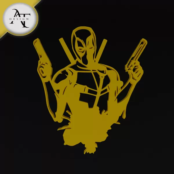 Deadpool - Marvel - Silhouette - 2D Wall - 2D Wall Art Decor - Model preview 1