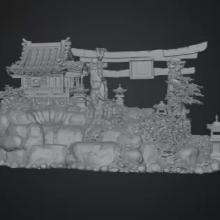 🏯 Japanese Sakura Shrine Garden STL File for 3D Print - Model thumbnail 14