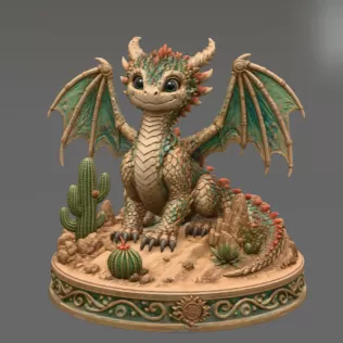 Fantasy Desert Dragon STL File for 3D Printing - Model thumbnail 3