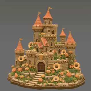 Sunflower Fantasy Castle STL File for 3D Print - Model thumbnail 9