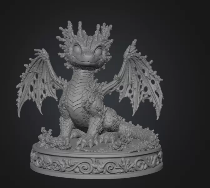 Coral Reef Baby Dragon STL for 3D Print - Model preview 11