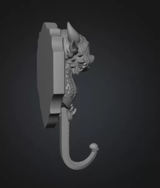 Cute Dragon Wall Hook STL File for 3D Print - Model preview 10
