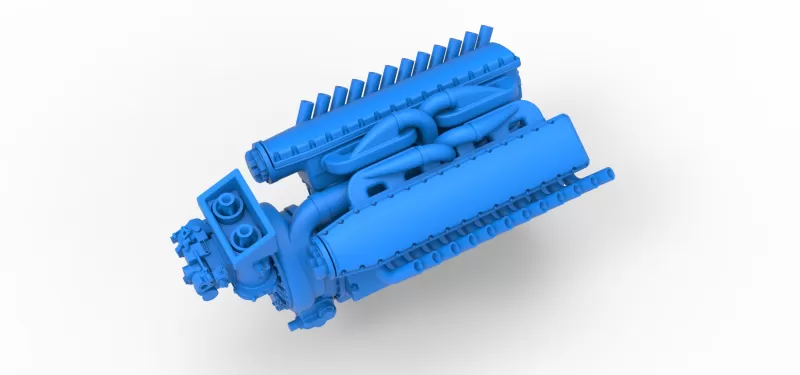 Engine V12 of Vintage Dragster Version 2 Scale 1:25 - Model preview 3